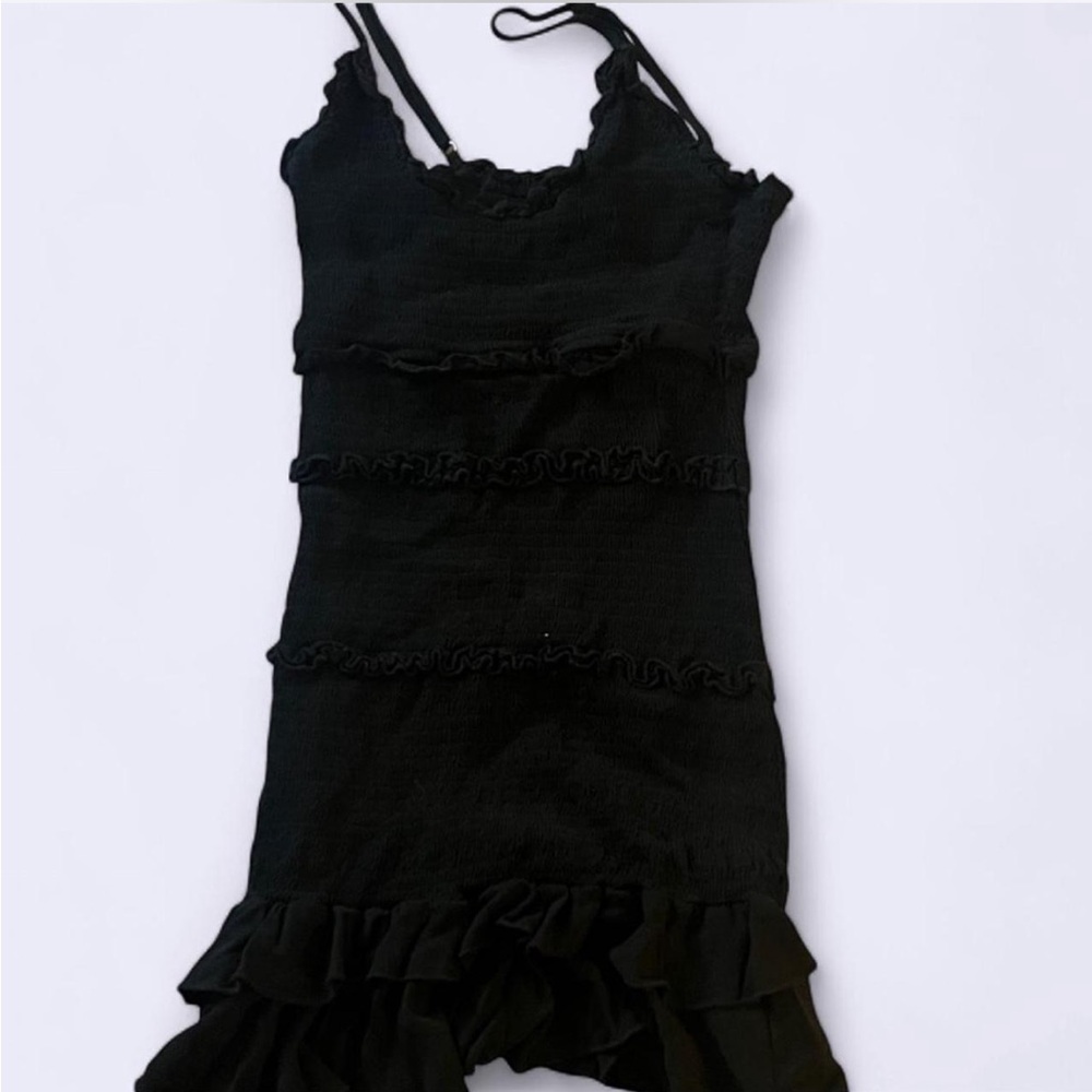 Revamped Black Ruffled Sleeveless Dress